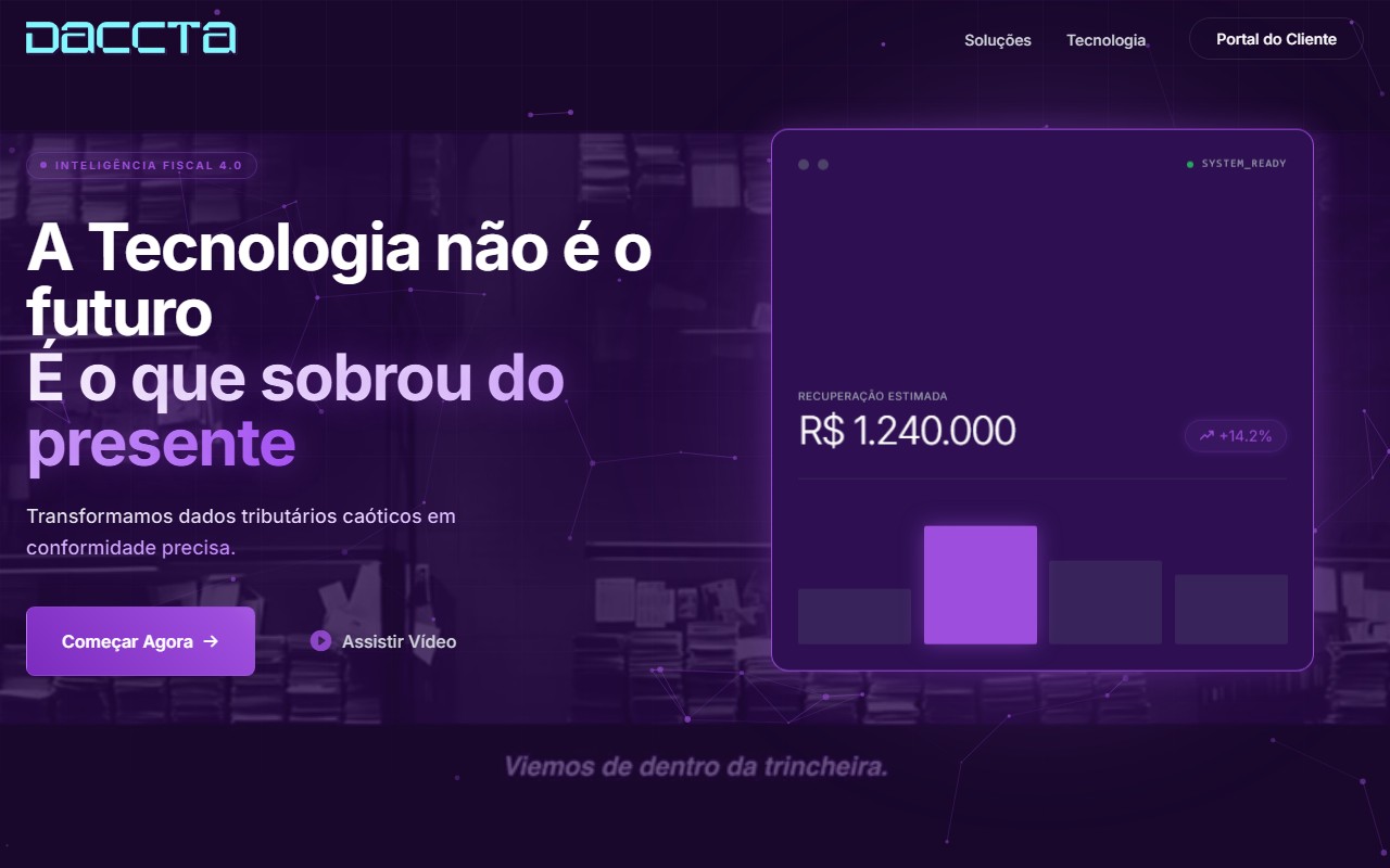 Site da Daccta, página inicial