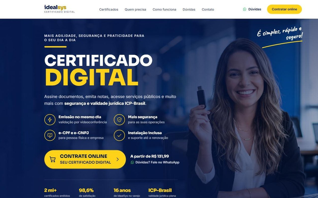 Site de certificado digital da IdealSys