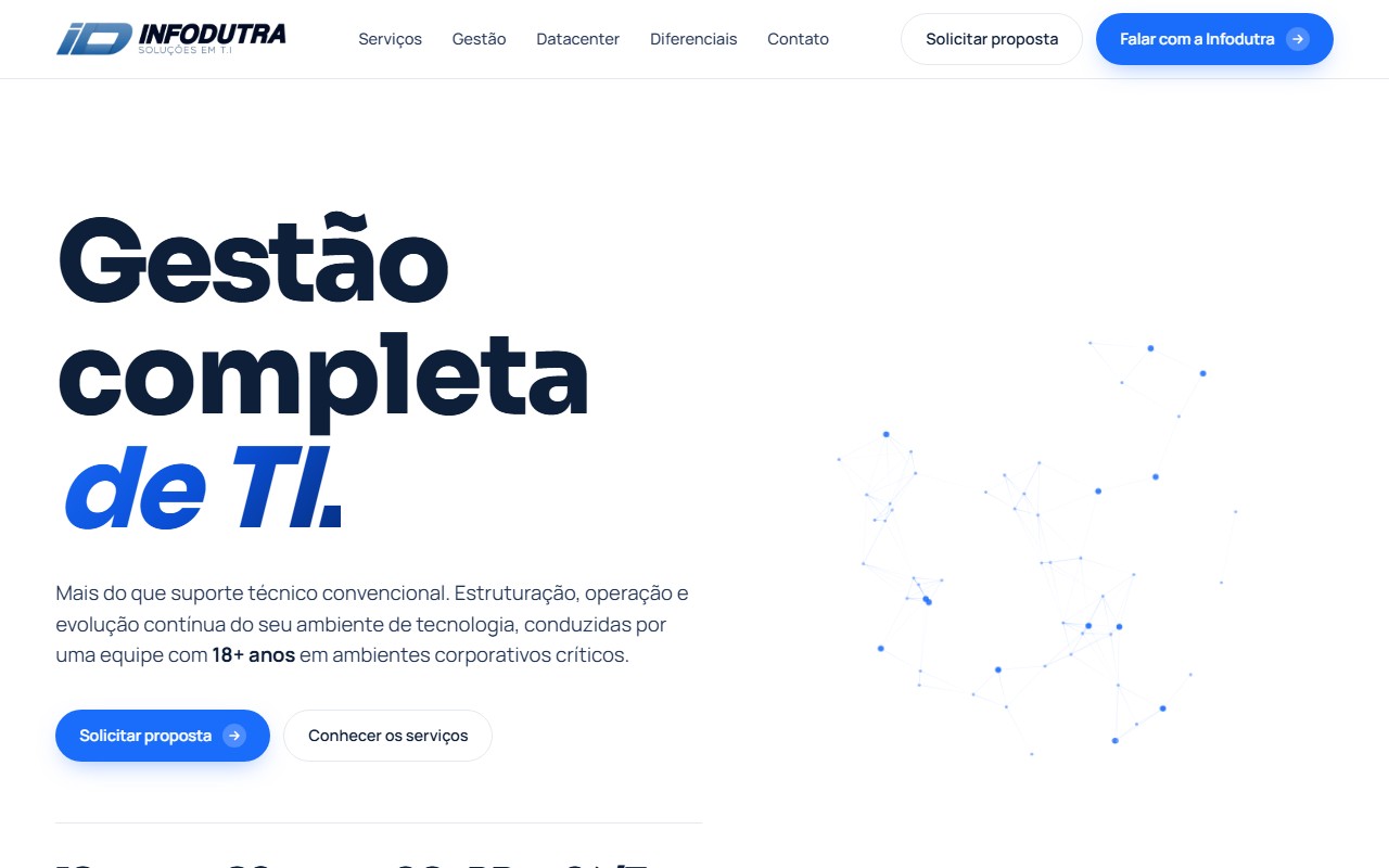Site da Infodutra, página inicial